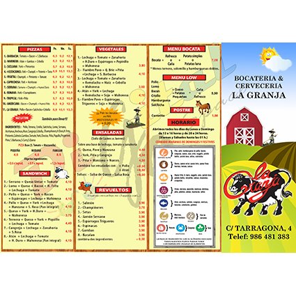 imprenta digital menu granja